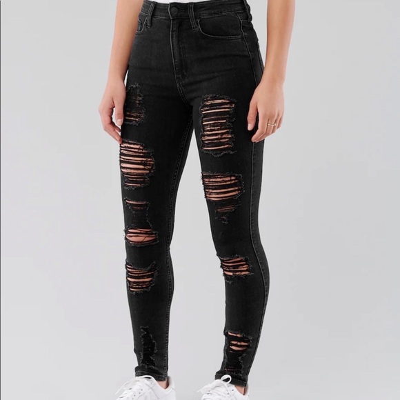 Ripped Jeans Hollister High Waisted Black Jeans Hollister Pants